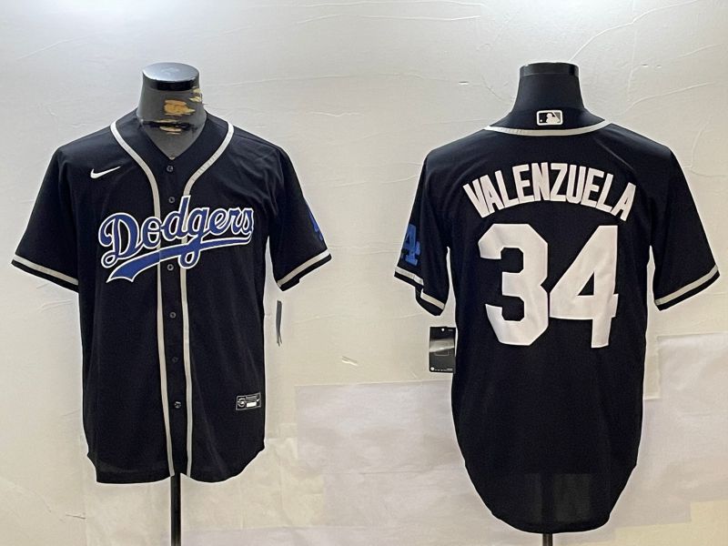 Men Los Angeles Dodgers #34 Valenzuela Black Game 2024 Nike MLB Jersey style 10294